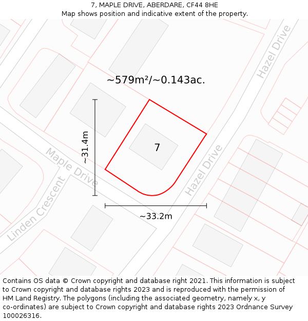 7, MAPLE DRIVE, ABERDARE, CF44 8HE: Plot and title map