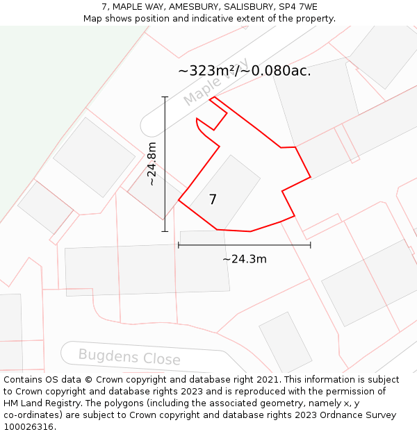 7, MAPLE WAY, AMESBURY, SALISBURY, SP4 7WE: Plot and title map