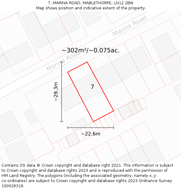 7, MARINA ROAD, MABLETHORPE, LN12 2BW: Plot and title map