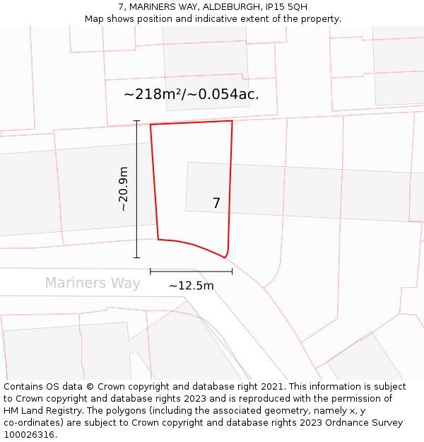 7, MARINERS WAY, ALDEBURGH, IP15 5QH: Plot and title map