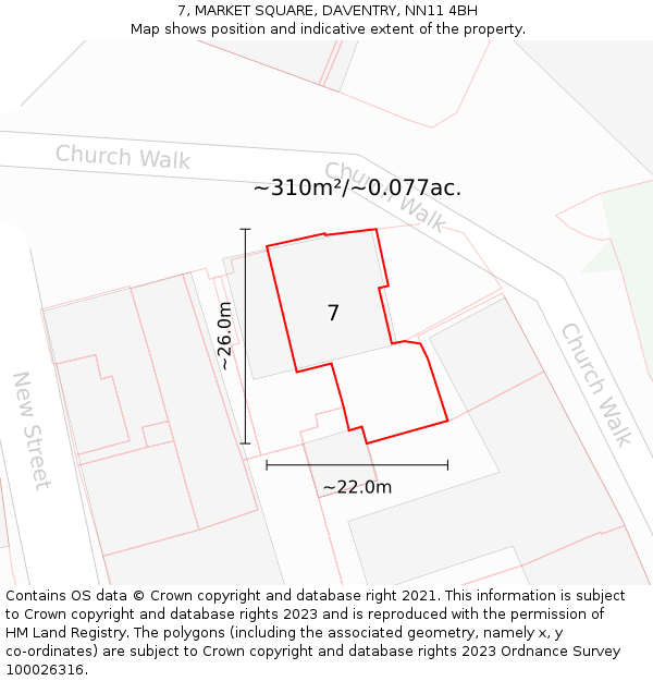 7, MARKET SQUARE, DAVENTRY, NN11 4BH: Plot and title map