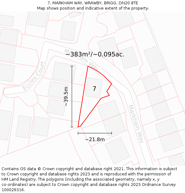 7, MARKHAM WAY, WRAWBY, BRIGG, DN20 8TE: Plot and title map