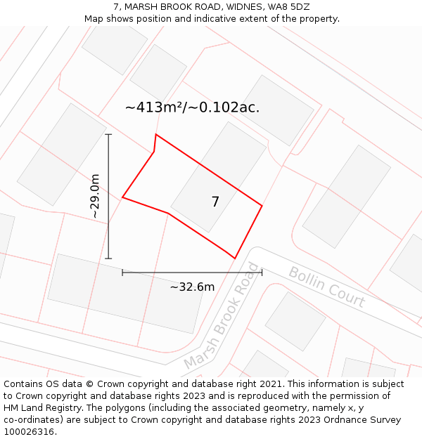 7, MARSH BROOK ROAD, WIDNES, WA8 5DZ: Plot and title map