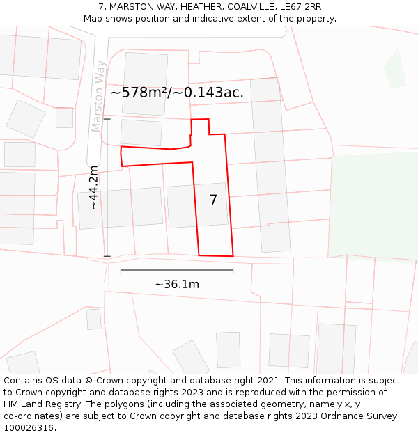 7, MARSTON WAY, HEATHER, COALVILLE, LE67 2RR: Plot and title map