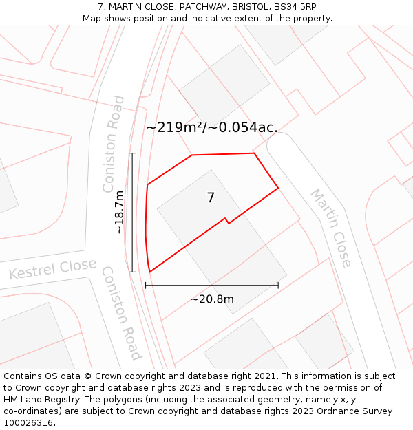 7, MARTIN CLOSE, PATCHWAY, BRISTOL, BS34 5RP: Plot and title map