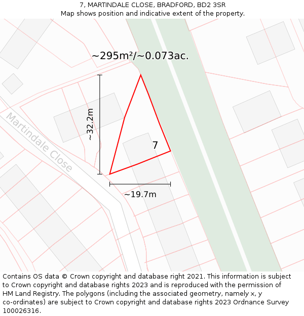 7, MARTINDALE CLOSE, BRADFORD, BD2 3SR: Plot and title map