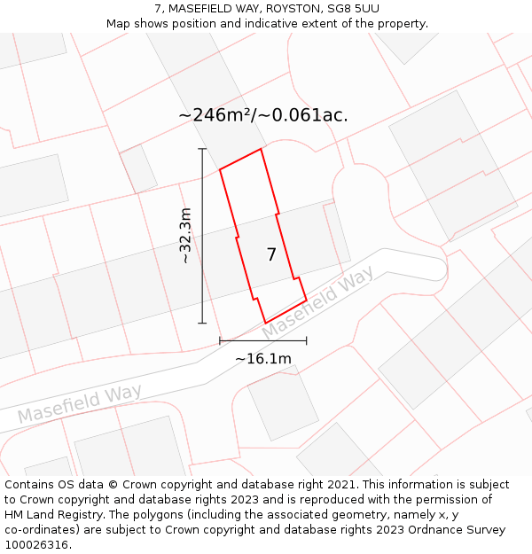 7, MASEFIELD WAY, ROYSTON, SG8 5UU: Plot and title map