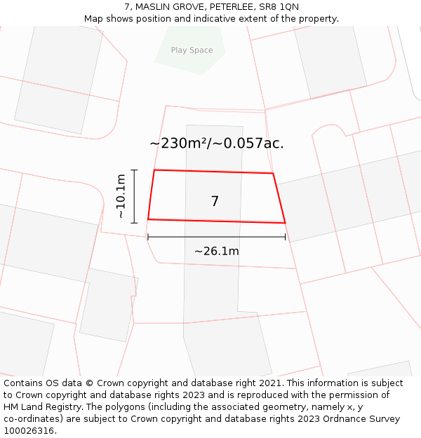 7, MASLIN GROVE, PETERLEE, SR8 1QN: Plot and title map
