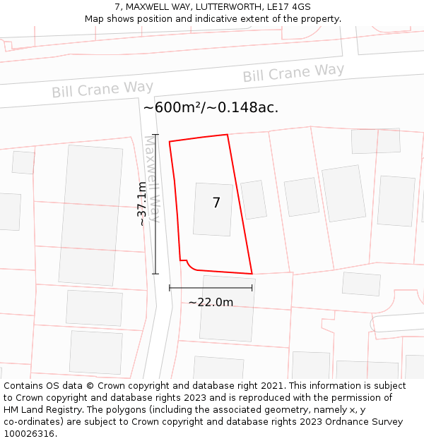 7, MAXWELL WAY, LUTTERWORTH, LE17 4GS: Plot and title map