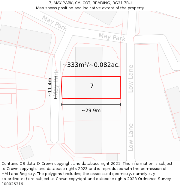 7, MAY PARK, CALCOT, READING, RG31 7RU: Plot and title map