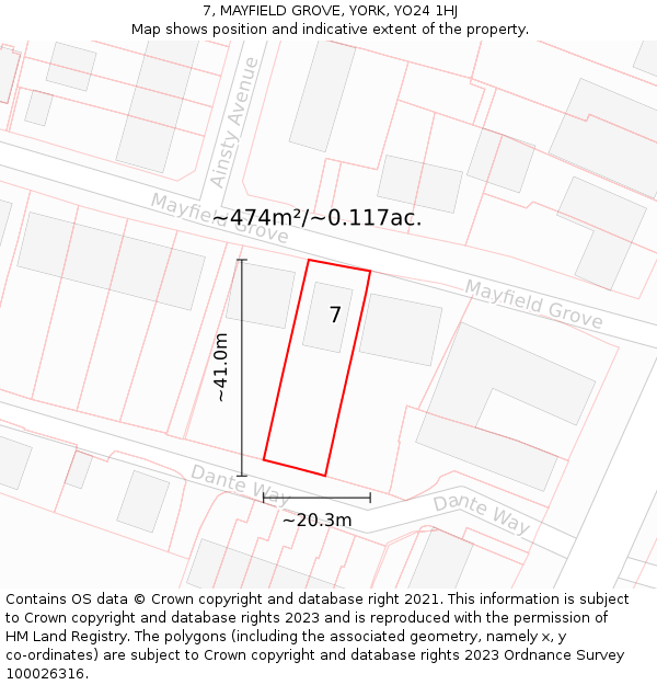 7, MAYFIELD GROVE, YORK, YO24 1HJ: Plot and title map