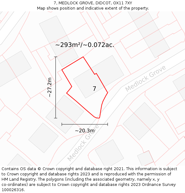 7, MEDLOCK GROVE, DIDCOT, OX11 7XY: Plot and title map