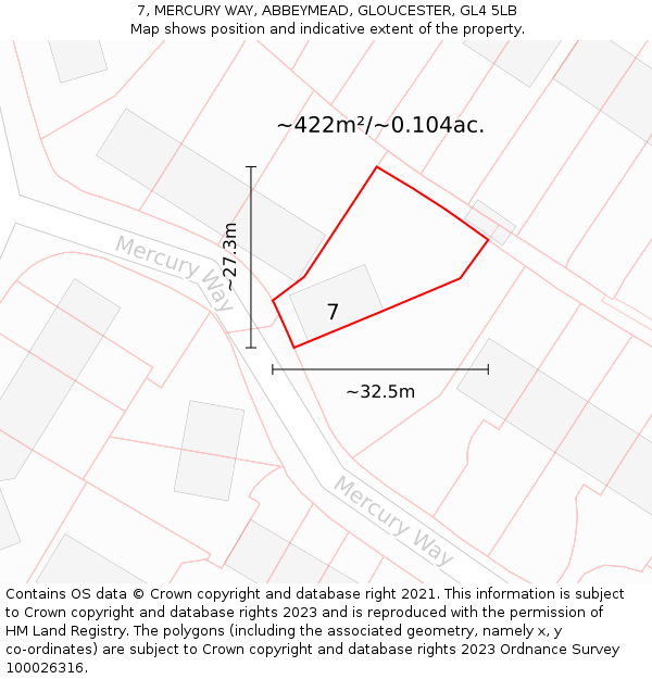 7, MERCURY WAY, ABBEYMEAD, GLOUCESTER, GL4 5LB: Plot and title map