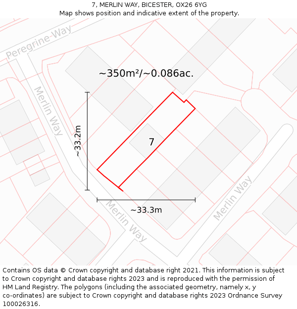 7, MERLIN WAY, BICESTER, OX26 6YG: Plot and title map