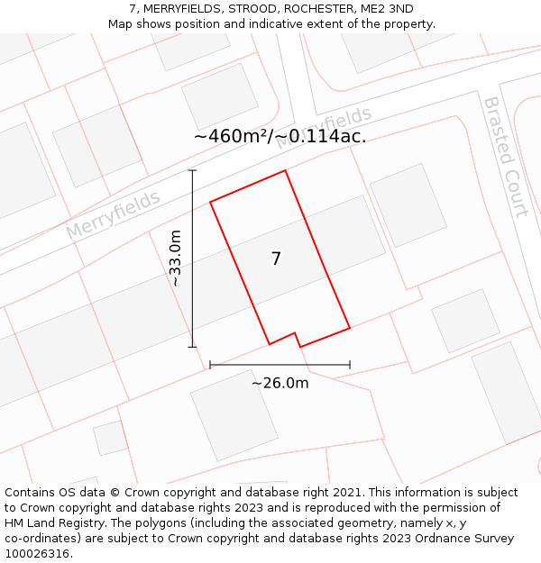 7, MERRYFIELDS, STROOD, ROCHESTER, ME2 3ND: Plot and title map