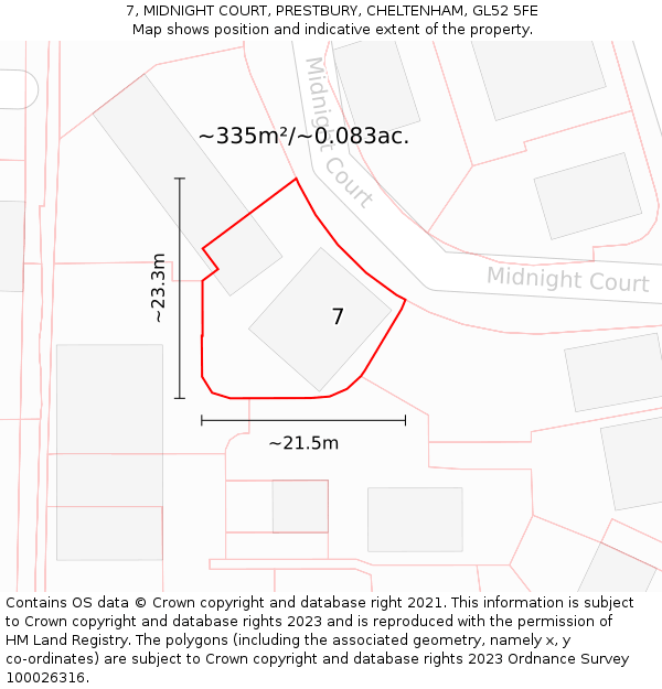 7, MIDNIGHT COURT, PRESTBURY, CHELTENHAM, GL52 5FE: Plot and title map