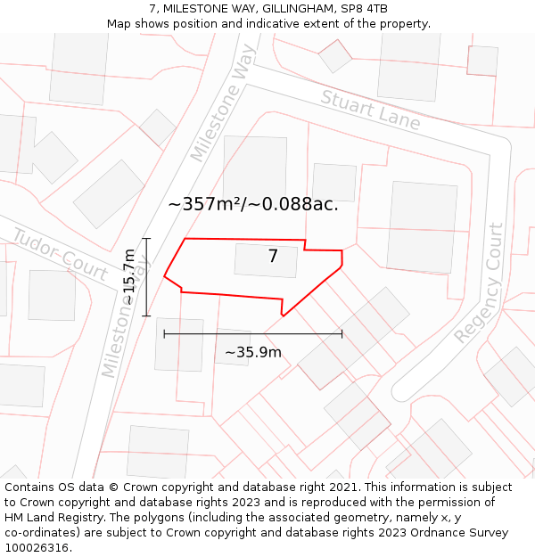 7, MILESTONE WAY, GILLINGHAM, SP8 4TB: Plot and title map