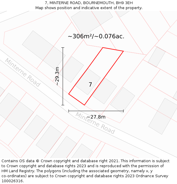 7, MINTERNE ROAD, BOURNEMOUTH, BH9 3EH: Plot and title map