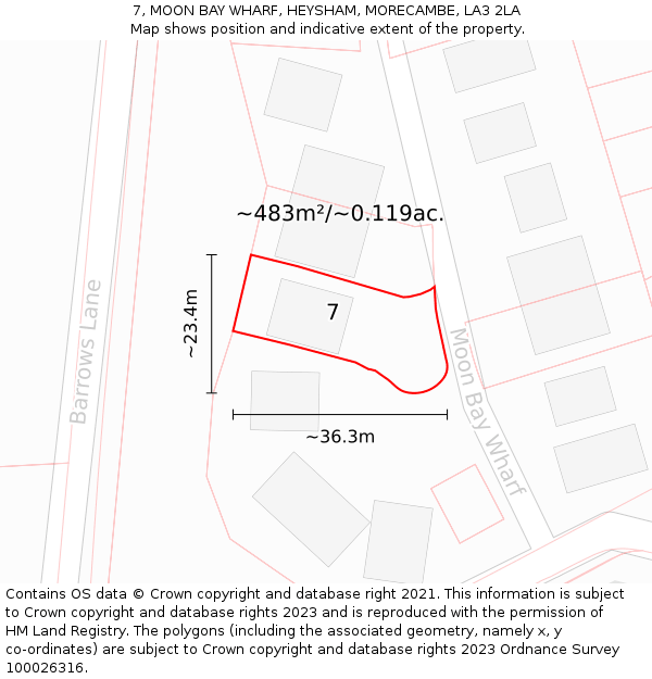 7, MOON BAY WHARF, HEYSHAM, MORECAMBE, LA3 2LA: Plot and title map
