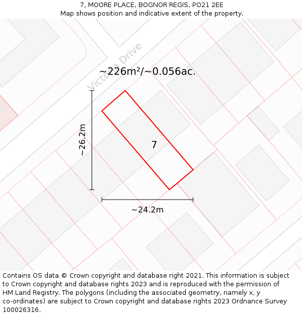 7, MOORE PLACE, BOGNOR REGIS, PO21 2EE: Plot and title map