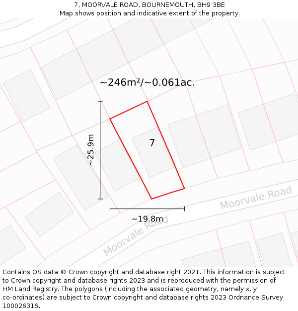 7, MOORVALE ROAD, BOURNEMOUTH, BH9 3BE: Plot and title map