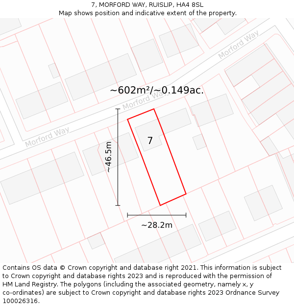 7, MORFORD WAY, RUISLIP, HA4 8SL: Plot and title map