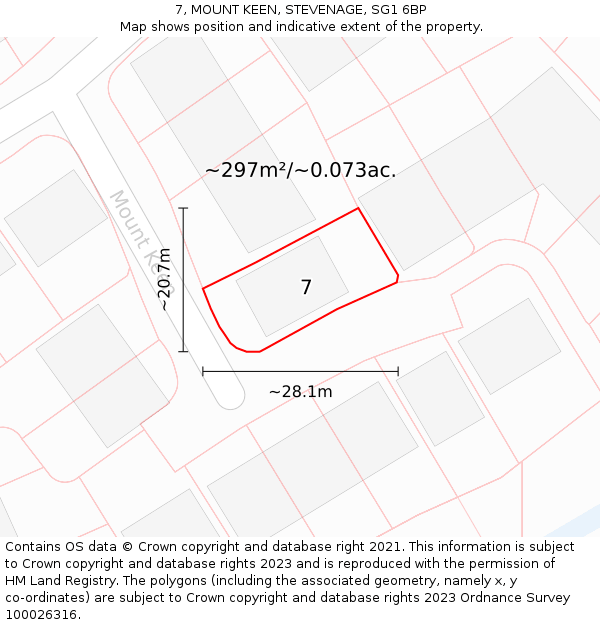 7, MOUNT KEEN, STEVENAGE, SG1 6BP: Plot and title map