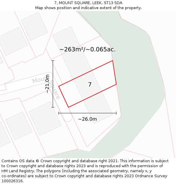 7, MOUNT SQUARE, LEEK, ST13 5DA: Plot and title map
