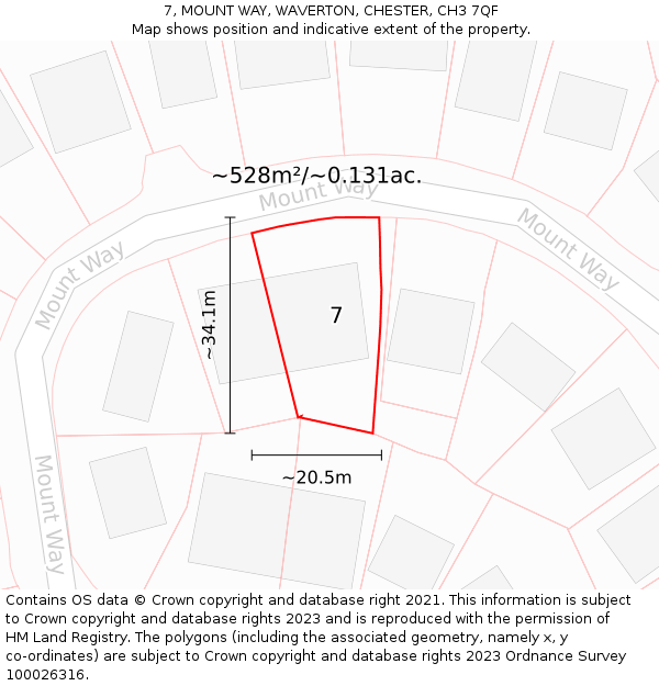 7, MOUNT WAY, WAVERTON, CHESTER, CH3 7QF: Plot and title map