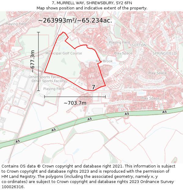 7, MURRELL WAY, SHREWSBURY, SY2 6FN: Plot and title map