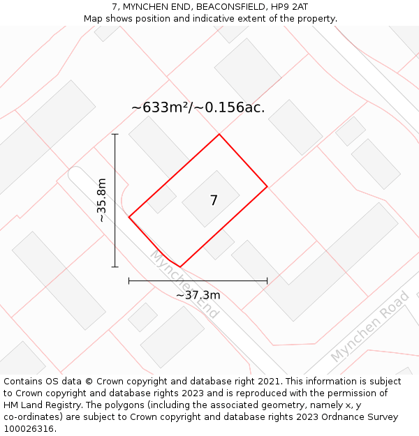 7, MYNCHEN END, BEACONSFIELD, HP9 2AT: Plot and title map