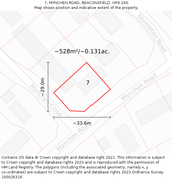 7, MYNCHEN ROAD, BEACONSFIELD, HP9 2AS: Plot and title map