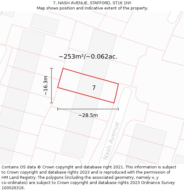 7, NASH AVENUE, STAFFORD, ST16 1NY: Plot and title map