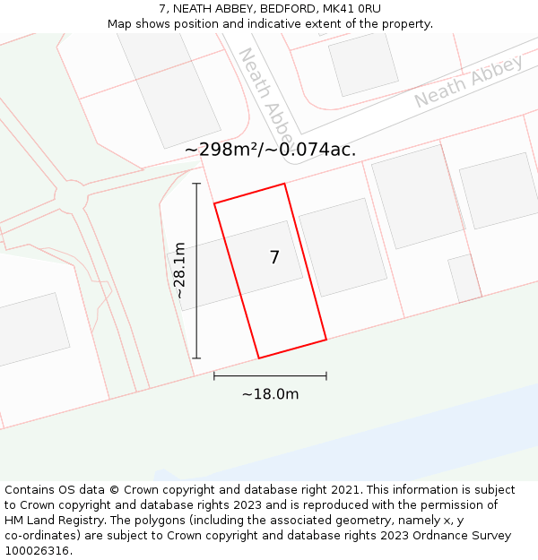 7, NEATH ABBEY, BEDFORD, MK41 0RU: Plot and title map