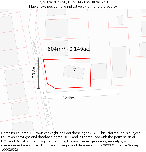 7, NELSON DRIVE, HUNSTANTON, PE36 5DU: Plot and title map