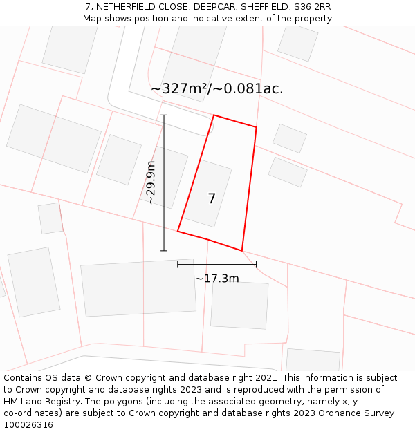 7, NETHERFIELD CLOSE, DEEPCAR, SHEFFIELD, S36 2RR: Plot and title map