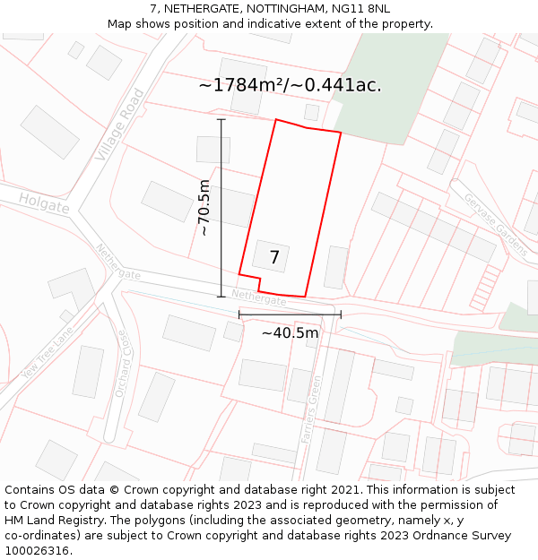 7, NETHERGATE, NOTTINGHAM, NG11 8NL: Plot and title map