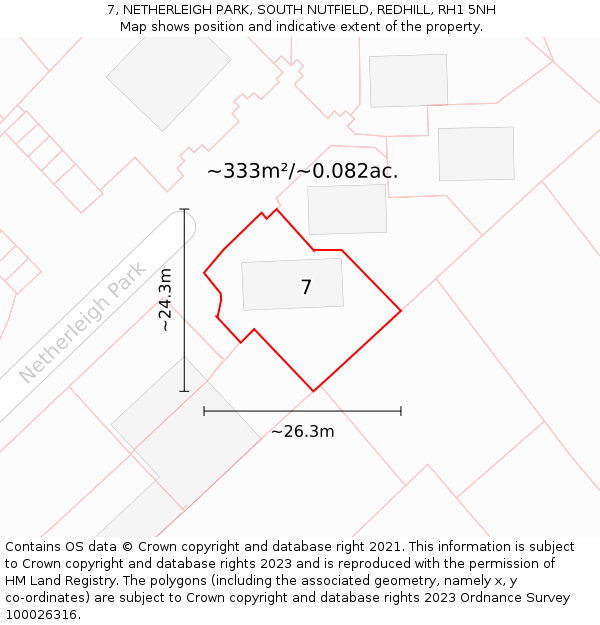 7, NETHERLEIGH PARK, SOUTH NUTFIELD, REDHILL, RH1 5NH: Plot and title map