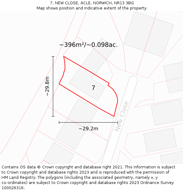 7, NEW CLOSE, ACLE, NORWICH, NR13 3BG: Plot and title map