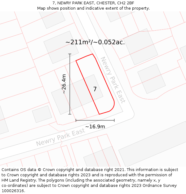 7, NEWRY PARK EAST, CHESTER, CH2 2BF: Plot and title map