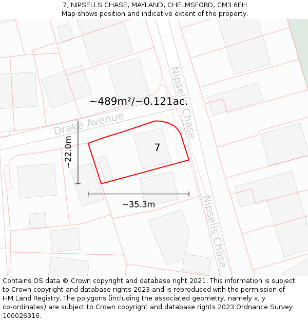 7, NIPSELLS CHASE, MAYLAND, CHELMSFORD, CM3 6EH: Plot and title map
