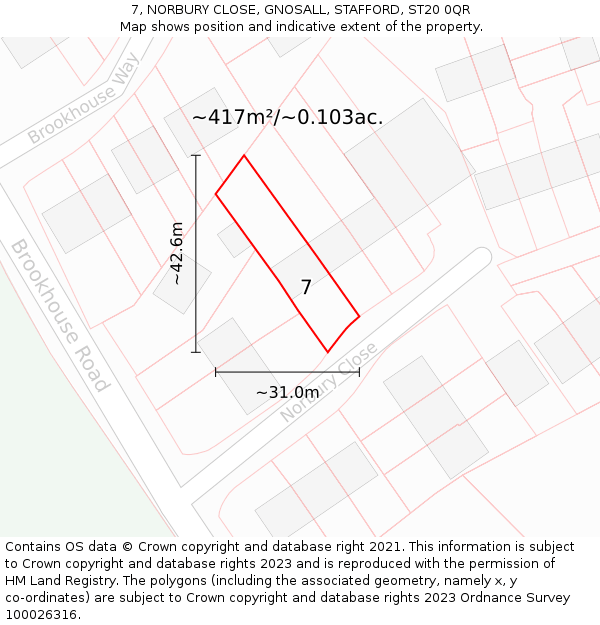 7, NORBURY CLOSE, GNOSALL, STAFFORD, ST20 0QR: Plot and title map
