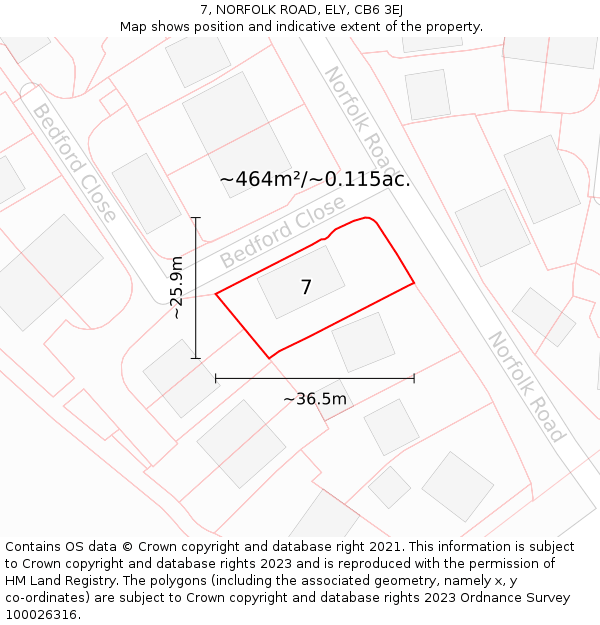 7, NORFOLK ROAD, ELY, CB6 3EJ: Plot and title map