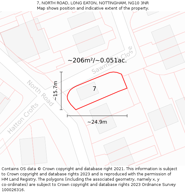 7, NORTH ROAD, LONG EATON, NOTTINGHAM, NG10 3NR: Plot and title map