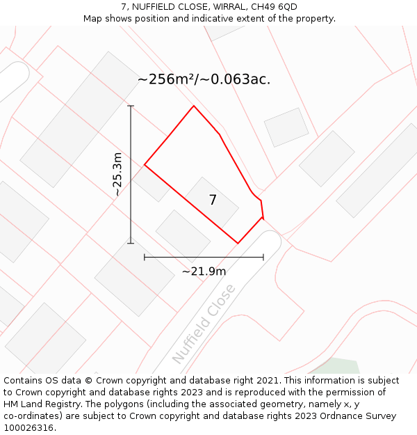 7, NUFFIELD CLOSE, WIRRAL, CH49 6QD: Plot and title map