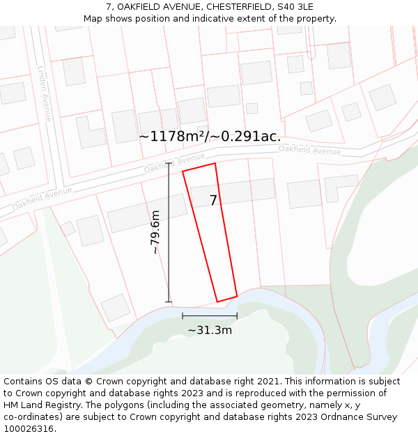 7, OAKFIELD AVENUE, CHESTERFIELD, S40 3LE: Plot and title map