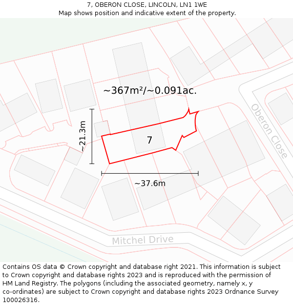 7, OBERON CLOSE, LINCOLN, LN1 1WE: Plot and title map
