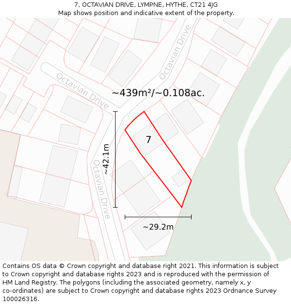 7, OCTAVIAN DRIVE, LYMPNE, HYTHE, CT21 4JG: Plot and title map