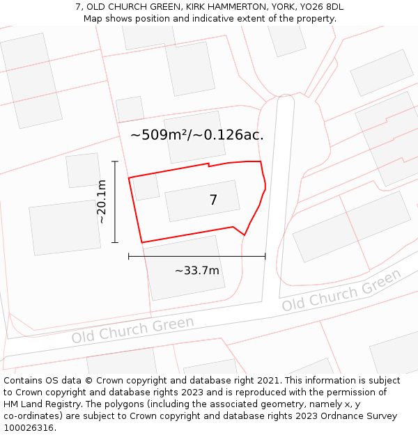7, OLD CHURCH GREEN, KIRK HAMMERTON, YORK, YO26 8DL: Plot and title map