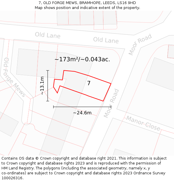 7, OLD FORGE MEWS, BRAMHOPE, LEEDS, LS16 9HD: Plot and title map